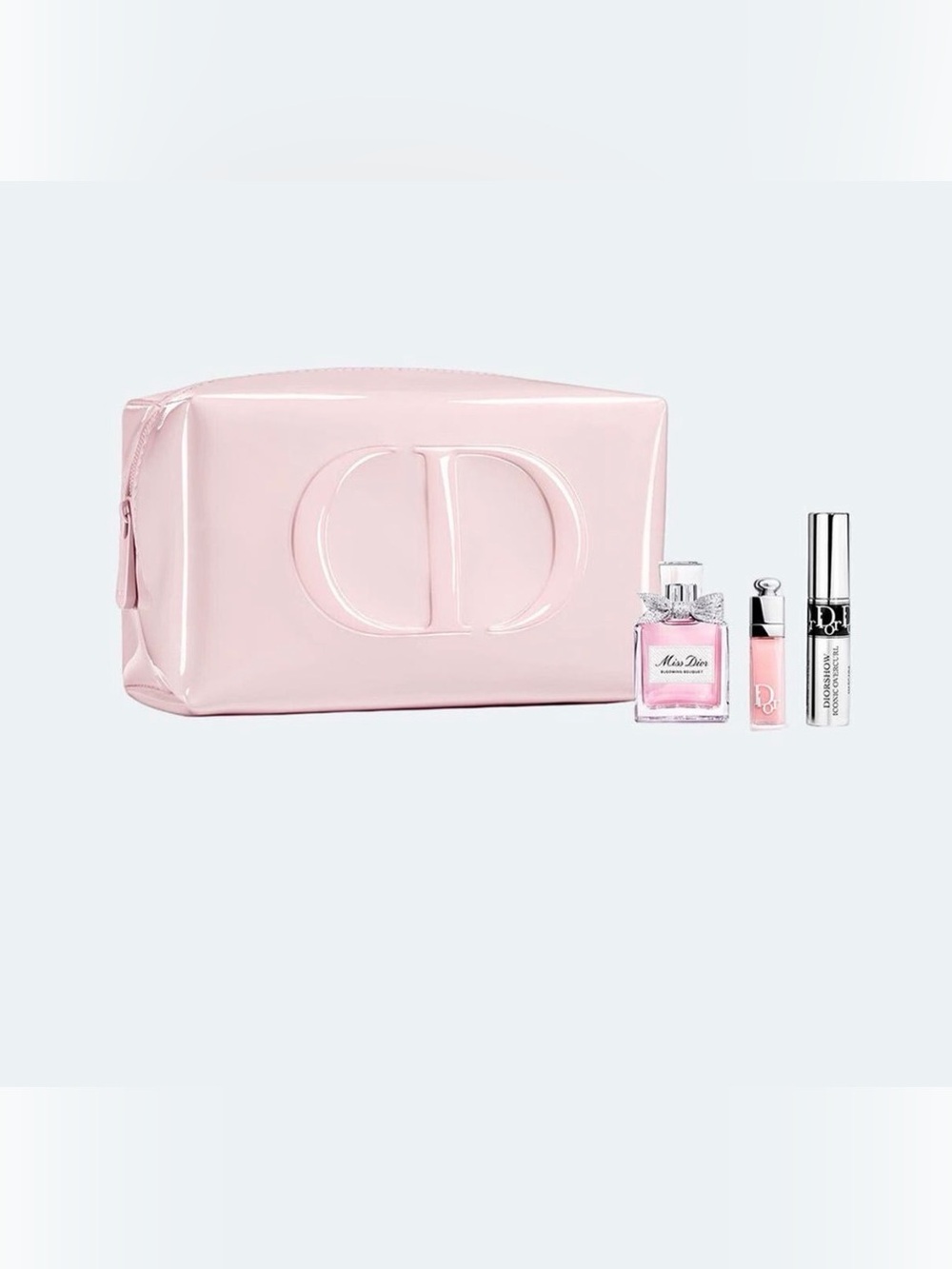 New Dior 2026 Release Pink Leather Patent Pouch, lip gloss & mini perfumeee3